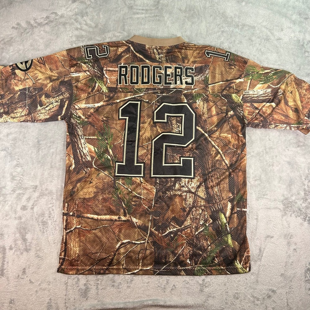 Reebok NFL Green Bay Packers Aaron Rodgers 12 Realtree Camo Jersey Mens M